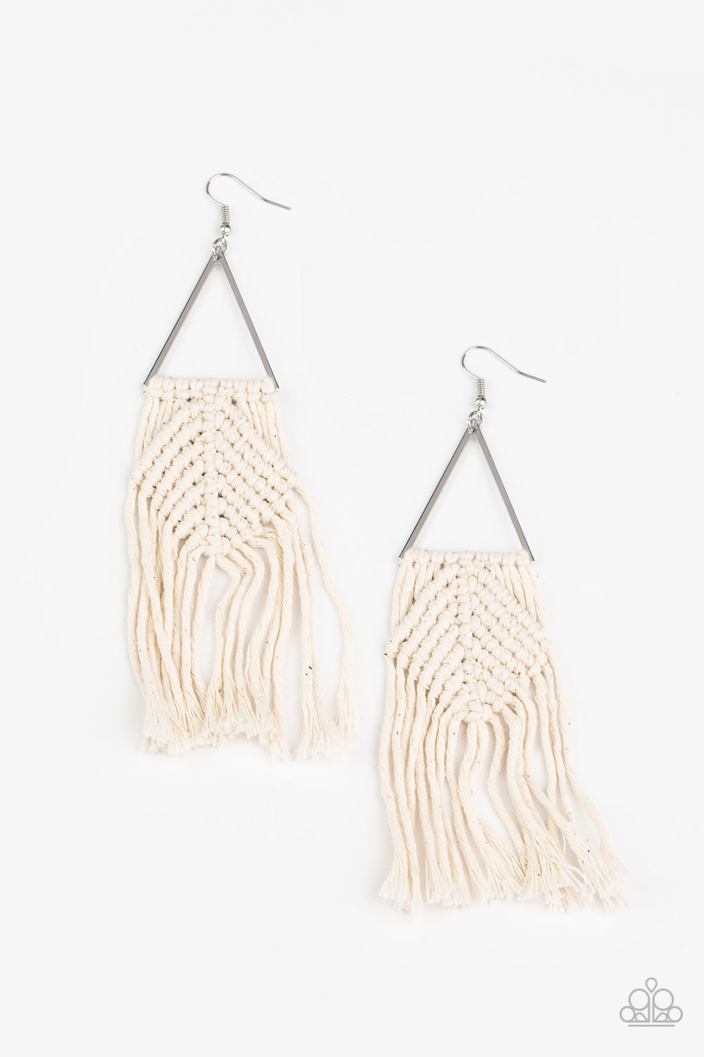 Macrame Jungle White Earrings - Paparazzi