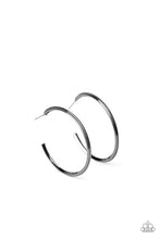 Load image into Gallery viewer, Chic As Can Be Gunmetal Black Hoop Earrings - Paparazzi
