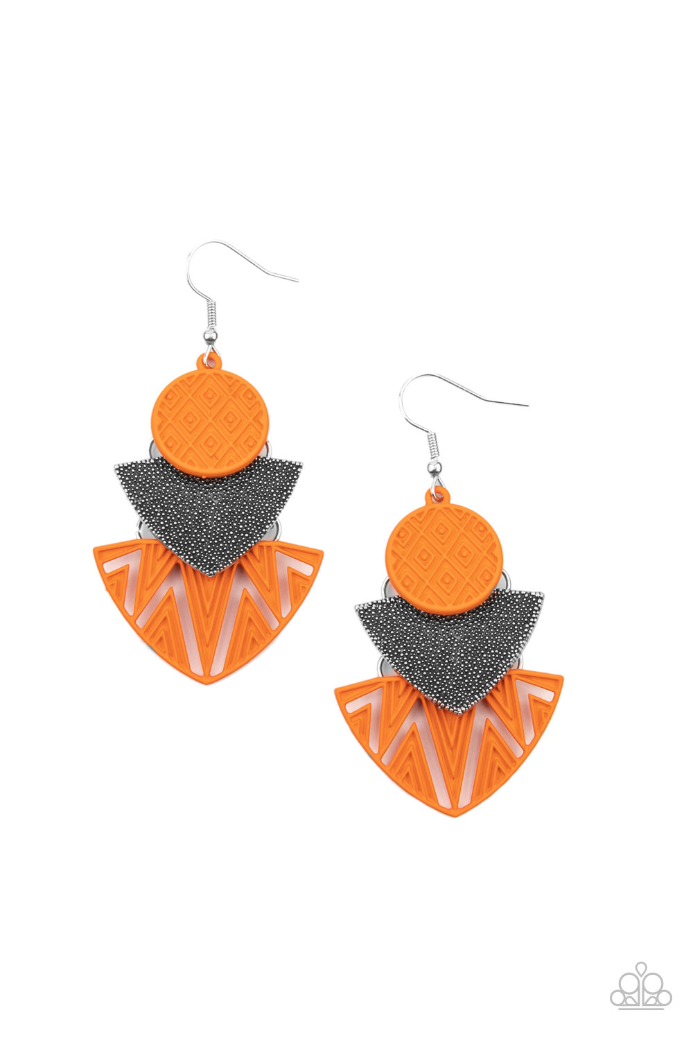 Jurassic Juxtaposition Orange Earrings - Paparazzi