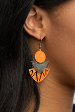 Load image into Gallery viewer, Jurassic Juxtaposition Orange Earrings - Paparazzi
