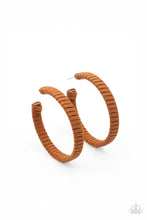 Load image into Gallery viewer, Suede Parade Brown Hoop Earrings - Paparazzi
