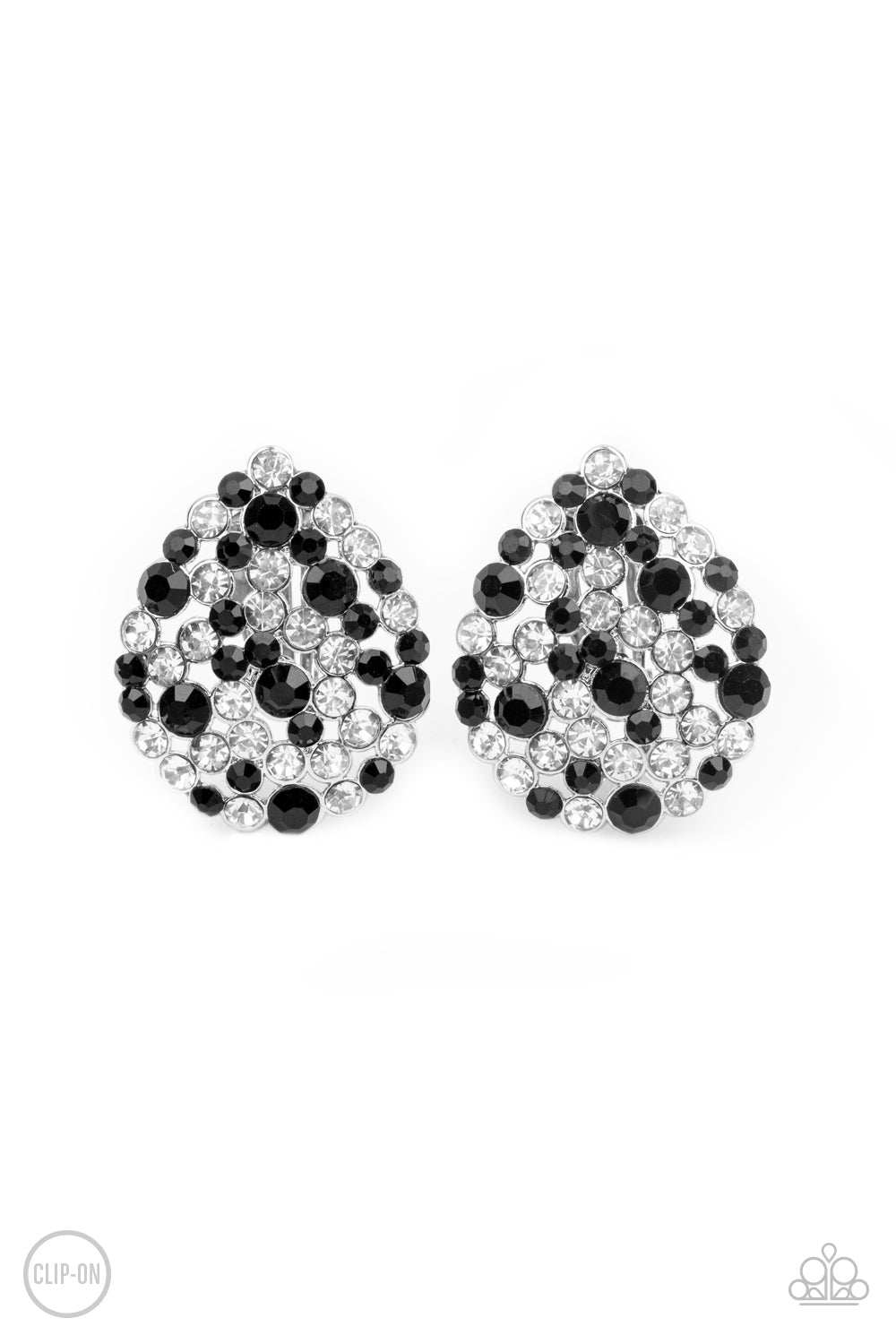 Elite League Black Clip-On Earrings - Paparazzi