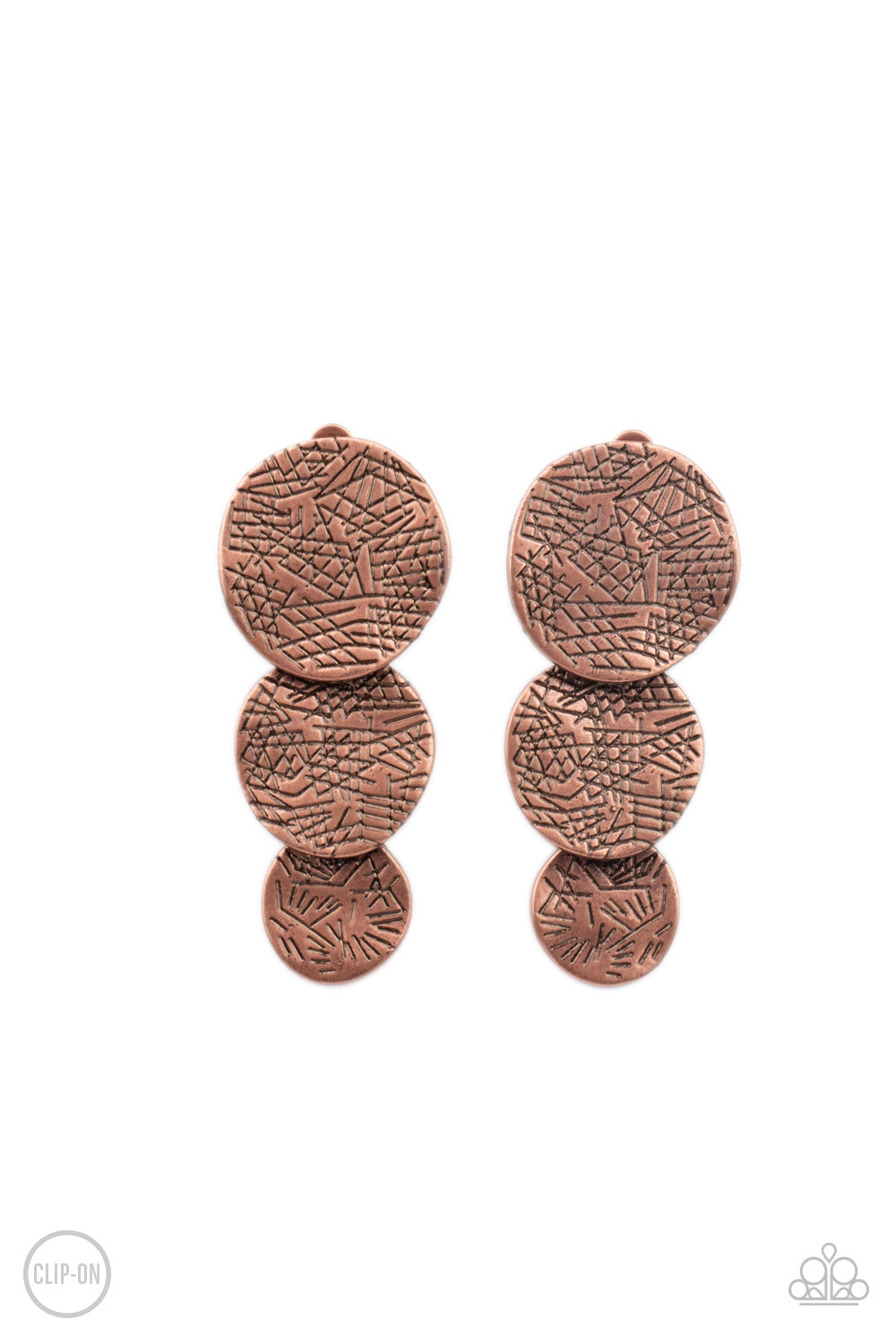 Ancient Antiquity Copper Clip-On Earrings - Paparazzi