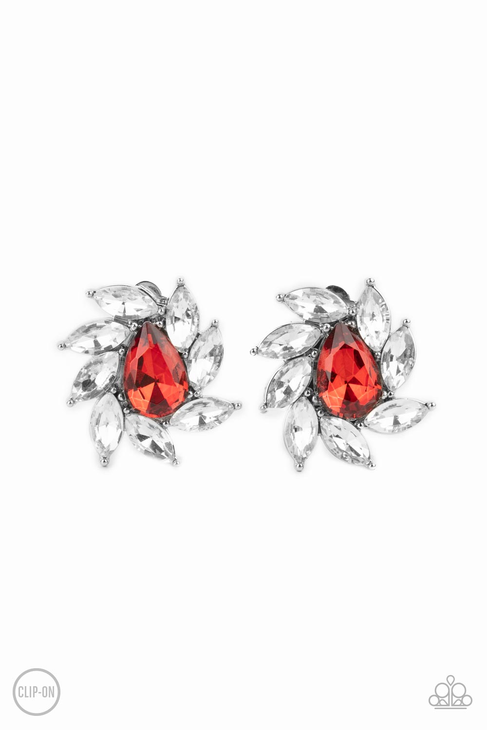 Sophisticated Swirl Red Clip - On Earrings - Paparazzi