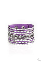 Load image into Gallery viewer, Rhinestone Rumble Purple Snap Bracelet - Paparazzi
