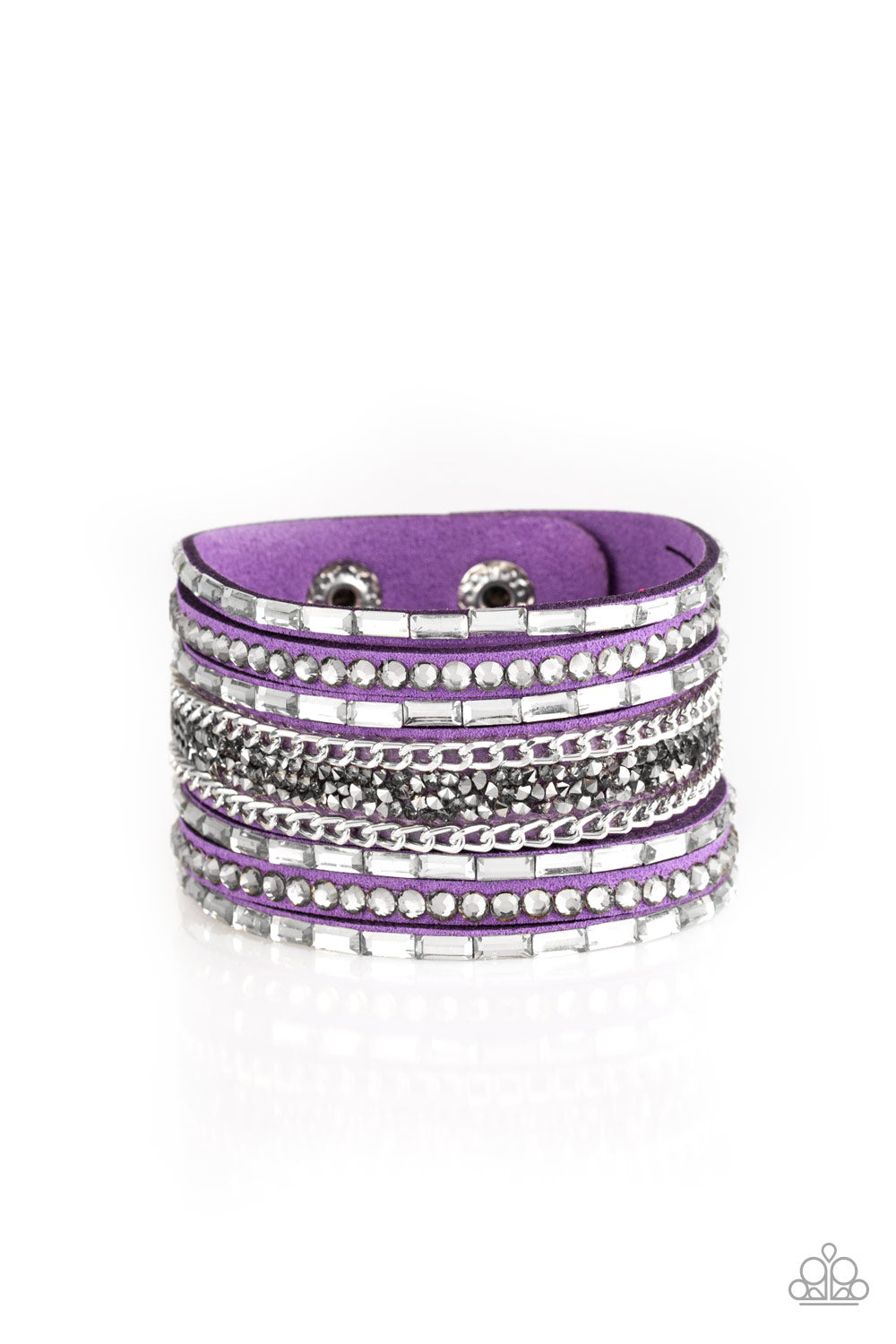 Rhinestone Rumble Purple Snap Bracelet - Paparazzi