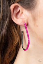 Load image into Gallery viewer, Beaded Bauble Pink Hoop Earrings - Paparazzi
