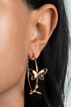 Load image into Gallery viewer, Full Out Flutter Gold Hoop Earrings - Paparazzi
