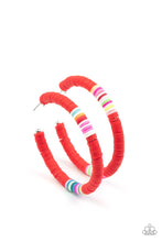 Load image into Gallery viewer, Colorfully Contagious Red Hoop Earrings - Paparazzi
