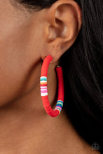 Load image into Gallery viewer, Colorfully Contagious Red Hoop Earrings - Paparazzi
