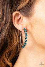 Load image into Gallery viewer, Photo Finish Blue Hoop Earrings - Paparazzi
