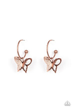 Load image into Gallery viewer, Butterfly Freestyle Copper Hoop Earrings - Paparazzi
