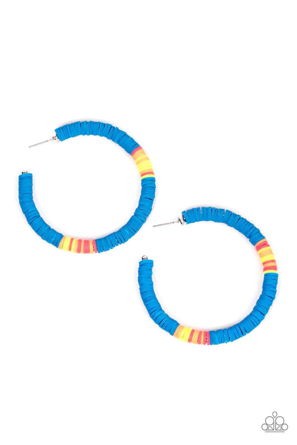 Colorfully Contagious Blue Hoop Earrings - Paparazzi
