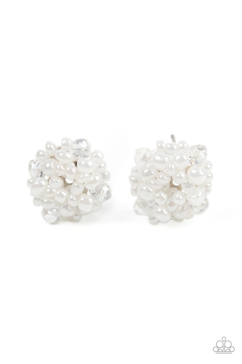 Bunches of Bubbly White Post Earrings - Paparazzi