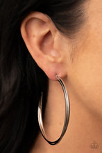 Load image into Gallery viewer, Monochromatic Curves Silver Hoop Earrings - Paparazzi
