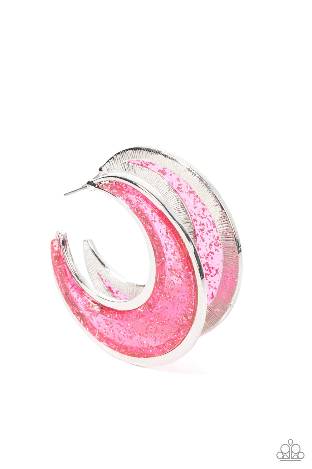 Charismatically Curvy Pink Hoop Earrings - Paparazzi