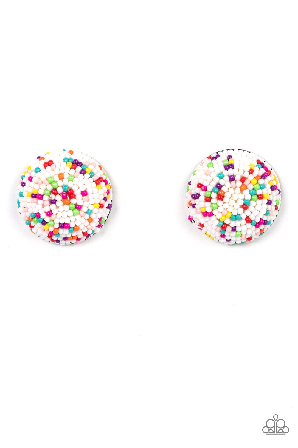 Kaleidoscope Sky White Post Earrings - Paparazzi