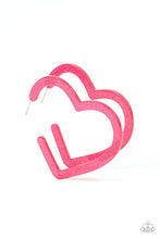 Load image into Gallery viewer, Heart-Throbbing Twinkle Pink Hoop Earrings - Paparazzi
