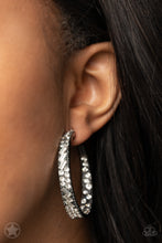 Load image into Gallery viewer, GLITZY By Association Gunmetal Hoops - Paparazzi
