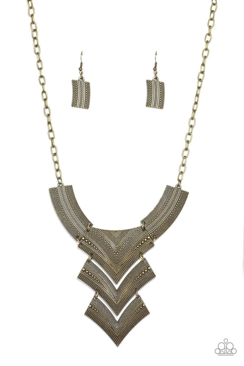 Fiercely Pharaoh Brass Necklace - Paparazzi